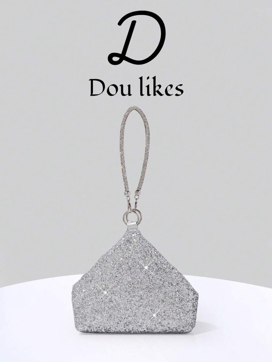 Dou Likes 閃耀三角包,獨特三角 3D 輪廓,簡約出眾且辨識度高,飾以細緻閃爍材質,搭配同色系全水鑽手柄與腕帶,在光線下璀璨閃耀,適合晚宴、婚禮、生日宴等正式場合,亦可日常配戴或逛店提升氛圍,完美掌控場景,輕鬆成為目光焦點 - 銀色 - 查看 1