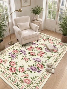DAJIANG 1pc Floral Shaped Vintage Rug, Kitchen Rug, Hallway Rug, Suitable For Bathroom, Kitchen, Outdoor, Indoor, Hallway, Bedroom, Living Room, Bedside Mat, Machine Washable Easy To Clean, Non-Slip Entryway Mat, Bedroom Bathroom Decorative Rug - Multicolor - View 2