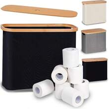 Foldable Large Capacity Toilet Paper Holder, Toilet Paper Basket, Paper Towel Rack, Multi-Functional Toilet Paper Holder, Space-Saving Storage, Suitable For Bathroom, Bedroom, Dorm And Office, Toilet Paper Holder, Bathroom Accessories, Home Essentials - Toilet Paper Storage With Handle - View 6