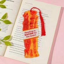 2D Flat Bacon Shaped Bookmark, Printed With Pun "Reading Is Bacon" - Made Of Acrylic Material, Suitable For Book Lovers And Libraries, Bacon Themed Gift, Dedicated To Food And Reading Enthusiasts. - Multicolor - View 7