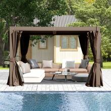 10x10 FT Outdoor Louvered Pergola With Adjustable Louvers-Brown - Brown (10x10FT) - View 5