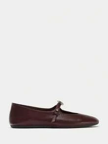 2026 Spring/Summer New Women's Bow Decor Ballet Flats - Burgundy - View 4