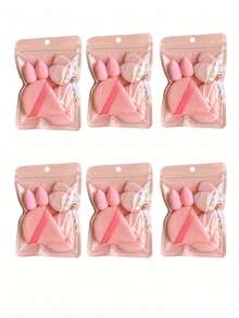 6Pcs Value Makeup Puff Set, Mini Beauty Sponge & Finger Cushion Puff Combo, Back To School Essential Cosmetic Tool,Multiple Colors Available - Multicolor - View 21