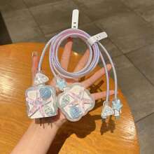 5件/套【适用于英国20W】充电头保护器，数据线防线，兼容Iphone13/14/15/16 ProMax/Plus，海洋系列海星蓝壳20W美版充电器保护器充电器外壳手机配件 - 彩色 - 查看 2