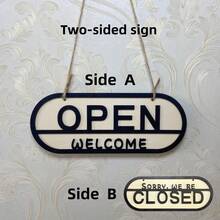 Reversible Wooden Business Sign: Open Welcome / Closed Ferme, Double Sided Door Hanging Plaque For Store Cafe - 1PC - View 16