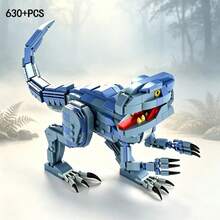 630+PCS Collector Grade Dinosaur Building Blocks Model, Articulated Blue Velociraptor With Jungle Landscape Base, ABS Material STEM Assembly Display Decor Gift, Suitable For Jurassic Blue Dinosaur Building Blocks Set, DIY Assembly Toy For Teenagers And Adults - Multicolor - View 4
