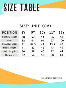 Tween Girl Cartoon Print 2 In 1 Long Sleeve Top And Plaid Skirt - Apricot - View 8