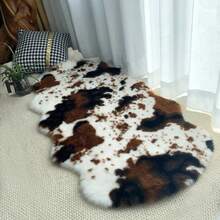 1 pieza Alfombra de peluche de piel de vaca falsa asimétrica, alfombra de peluche de piel de vaca falsa de lujo nórdica, tamaño asimétrico, error de recorte de 1-5 cm, alfombra decorativa, decoración de dormitorio, alfombra pequeña, alfombra, decoración del hogar, alfombra de sala de estar, alfombra pequeña de sala de estar, alfombra de dormitorio, decoración del hogar de sala de estar, alfombra de exterior, alfombra lavable, alfombra de felpa, alfombra mullida, alfombra de otoño/invierno, gruesa/mullida - Multicolor - Ver 24
