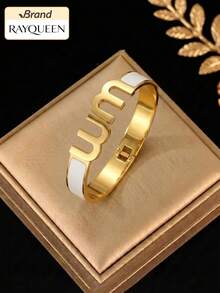 RAYQUEEN 1pc Double M Letter Design Fashionable High-End Bracelet For Women, Suitable For Daily Wear - Gold - View 1