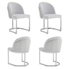 Dining Chair Grey Chenille - Set Of 4, Modern Style - 灰色 - 查看 10