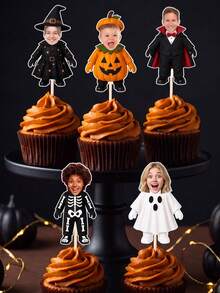 1/10/25/50/100/150pcs Personalized Halloween Photo Cupcake Toppers, Custom Face Photo Design, Easy To Insert Into Cakes, Suitable For Birthdays, DIY Party Lovers, Event Planning, Cake Decoration Dessert Garnish Party Supplies - Multicolor 2 - View 6