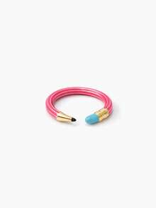 1pc Cute 3D Colorful Pencil Shape Open Adjustable Ring,Gold Tone Enamel Cartoon Writing Pencil Design Finger Ring,For Women Teen Girls Daily Gift - Multicolor - View 15