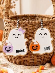 Custom Halloween Ghost Tag, Personalized Basket Wall Hanging Decor, Cute Spooky Name Sign, Customized Name Party Ornament, Customizable Holiday Gift For Halloween, Fall Room Decor, Halloween Decorations, Gifts For Family And Friends, Father, Mother - Style a - View 6