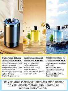 1 Set Pelembap Udara Mobil Premium Hitam & Diffuser Minyak Esensial dengan Proyeksi Cahaya Langit Berbintang, Termasuk 6 Minyak Esensial, Layar Tampilan Digital, Keluaran Kabut Halus, Aroma Tahan Lama, Teknologi Atomisasi Ultrasonik Bertenaga USB, Lampu Ambient LED Terintegrasi, Ringkas & Portabel, Hadiah Ideal - A - View 13