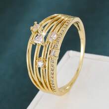 1pc Fashion Multi-Layer Line Geometric Star Design Cubic Zirconia Women's Ring - Multicolor - View 12