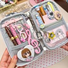 1pc Light Blue Polka Dot Zipper Pencil Case - Soft Fabric Stationery Bag For School, Travel And Daily Use - Cute Korean Style Storage Bag - Single Piece - View 2