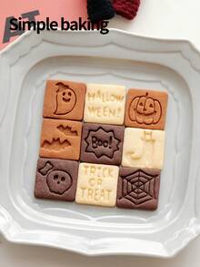 1 Set Cetakan Kue Sembilan Kotak Halloween, Stempel Kue Hantu, Pemotong Kue Persegi, Peralatan Memanggang Dapur. Alat Pembuat Hadiah Camilan DIY - View 10