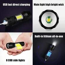 1PC Rechargeable 3 Brightness Modes Zoomable LED Flashlight With USB Charging Cable & Protective Storage Box - Portable Torch For Camping Patio Emergency Power Outage - Flashlight - View 3