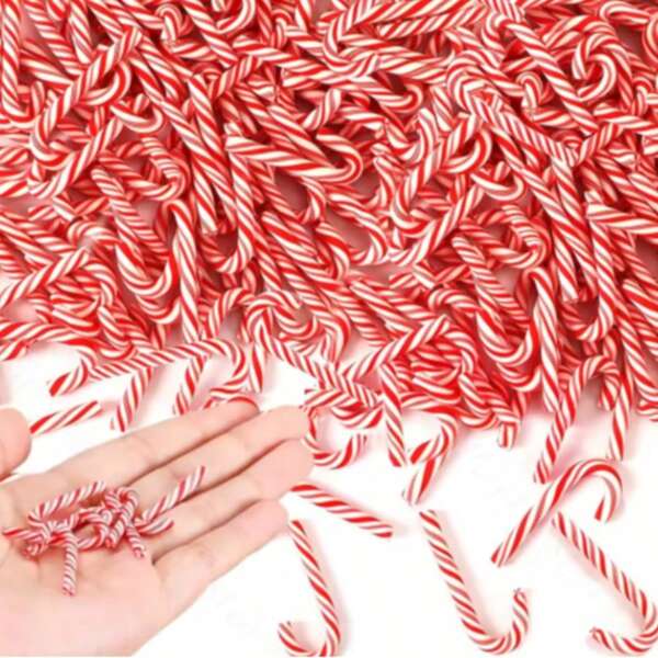 20/10/1pc Christmas Mini Candy Cane Decorations, Red & White Candy Canes, DIY Christmas Crafts, Tabletop Home Decor, Christmas New Year Room Decoration, Christmas Home Decor, Christmas Gifts