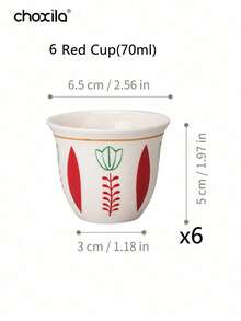choxila 6 Buah Cangkir Teh Keramik Arab Motif Tulip 70ml dengan Tatakan Gelas Poliester Anti Selip Motif Tulip Merah Timur Tengah, Alas Isolasi Bundar Buatan Tangan Bergaya Retro untuk Ruang Teh, Kantor, dan Acara Kumpul-kumpul, Hadiah Ideal untuk Ulang Tahun, Wisuda, dan Dekorasi Rumah - cangkir kopi tulip - View 13