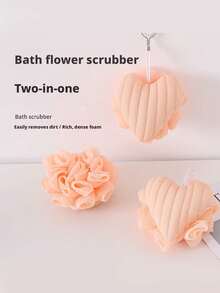 Heart-Shaped Bath Sponge, Fashion Hanging Style, Soft & Cute Double-Sided Bath Scrub Ball, Rich Lather Without Splashing, Home Bath Ball - Multicolor - View 4