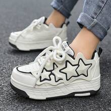 Women's Star Decor Detachable 4-Wheel Roller Shoes, Fashion Thick Sole Athletic Shoes, Suitable For Beginners Daily Play - Black - View 3