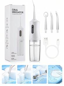 Hailicare 便攜式電動牙刷，3種清潔模式，附4個可替換刷頭與220ml水箱，適合日常口腔護理 - 白色 - 查看 11