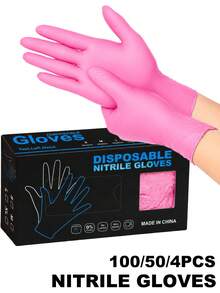 Disposable Nitrile Gloves - Lightweight, Suitable For Home Cleaning, Pet Care, Cleaning Gloves, Fashion Cleaning Gloves, All Seasons Use (Bagged) - Rose Red - View 1