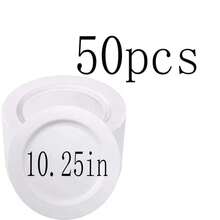 1/20/25/50pcs Pure White Round Flat Plates, Versatile Western Table Decor Plates, Wedding Banquet Birthday Party Platter Base, Cafe Dessert Display Tray, Home Gathering Fruit Snack Plate, Commercial Event Tabletop Arrangement Tableware, Large Capacity Minimalist Home Dining Dish - White - View 12