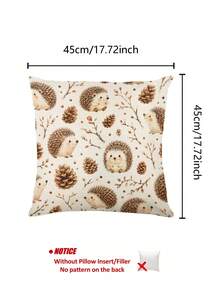 Cute Cartoon Hedgehog Pine Cone Dry Branch Print Table Runner, Throw Pillow, Placemat, Autumn Harvest Theme Table Decor, Thanksgiving Autumn Home Dining Table Fabric, Family Gathering Kitchen Restaurant Tabletop Decoration - Multicolor - View 10