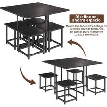 Comedor 4 Personas Mesa 80x80 con 4 Taburetes Negro Texturizado |   Juego de comedor moderno para 4 personas con acabado negro texturizado, para departamentos y espacios compactos. - Negro - Ver 6