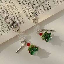 Christmas Tree Phone Charm Crystal Beaded Earphone Pendant Christmas Snowflake Bag Charm Keychain - Multicolor - View 4