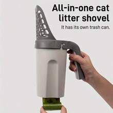 VORNOSI Large-Capacity Cat Litter Shovel With Integrated Trash Can - Portable Easy-To-Clean Plastic Pet Feces Shovel - View 4