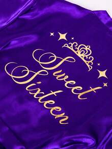 1pc Customized Personalized Pajama Set Or Robe - Satin Bridal & Bridesmaid Robe, Comfortable Loungewear, Customized Name Wedding Robe, Embroidered Design, Exclusive Bridesmaid Outfit, Personalized Satin Long Robe, Customized Bridal Outfit, Lace Trim Robe - Multicolor - View 8