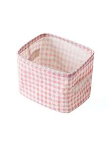Heart Quilted Fabric Storage Basket With Pearl Bow, Desktop Cosmetic Organizer, Cute Bow Storage Box, Makeup Brush Holder, Stationery Organizer, Sweet Room Decor Box, Suitable For Dormitory Bedroom Cosmetic And Miscellaneous Storage, Back To School Dorm Essentials, Birthday Gift - Multicolor - View 12