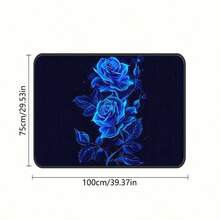 1pc Car Trunk Mat, Waterproof Anti-Slip Dust-Proof Cargo Liner, Unisex, Vehicle Rear Trunk Interior Decoration, Shiny Blue Rose Floral Pattern, Universal Trunk Protector Mat - Rose - View 4