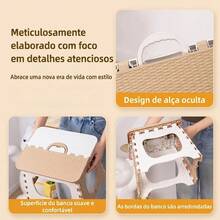 Combo 4 Banquetas Dobráveis Plástico Portátil Coloridas Banco Antiderrapante Pesca Camping Praia - Sortidas - Visão 11