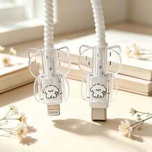 1 Set Dreamy Kitten Design Charger And Cable Protector Set, Durable Apple 18-20W Charging Cable Protective Shell, Anti-Breakage Cable Organizer - Multicolor - View 5