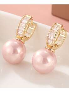 Gmzalx Fashionable Women's Faux Pearl Pendant Earrings, Bridal Jewelry For Wedding, Perfect Gift For Holiday Party - Two-color - View 8