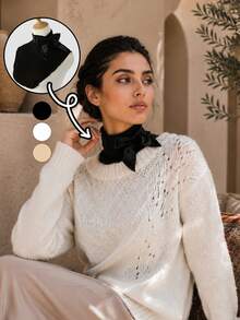 2PCS Women's Large Solid Color Mid-Neck Fake Collar Neck Accessory Casual Thin Shoulder Fake Collar Shawl For - 2PCS False Collar - View 21