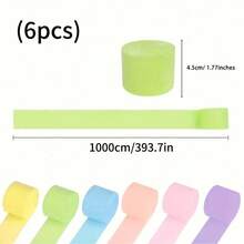 6 Rolls Of Colorful Paper Ribbons - 393.7 Inches Per Roll, Suitable For Birthday, Wedding And Party Decorations, Crafts And Celebrations, Halloween Decorations, Christmas Decorations, Autumn Home Decor, Back To School, Party Supplies - Multi-color - View 6
