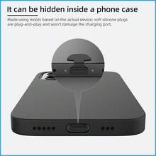 Penutup Debu USB-C/Lightning Anti Hilang dengan Perekat untuk Port Pengisian Daya Ponsel, 5 Buah Pelindung Port Pengisi Daya Universal Tipe C Lightning untuk iPhone dan Ponsel Android - Hitam - View 6