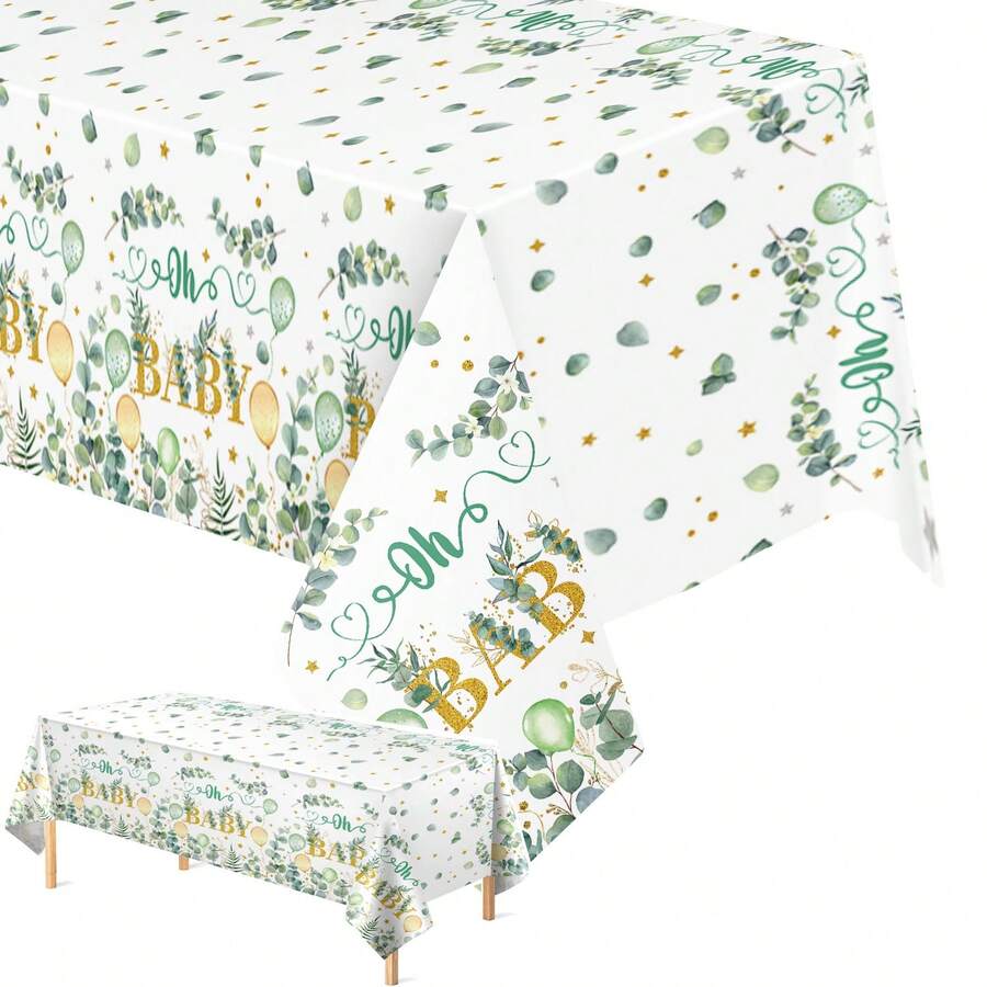 1/4 Piece Sage BABY Green Rectangular Tablecloth, 54x108 Inches, Disposable Green Party Tablecloth Suitable For Weddings, Birthday Parties, Family Birthday And Wedding Decorations - Green - View 1