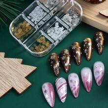 6 Buah Hiasan Kuku Logam Berbentuk Kepingan Salju (Emas, Perak, Putih) – Desain Bertema Musim Dingin yang Lucu untuk Manikur DIY dan Penggunaan di Salon - MultiWarna - View 7