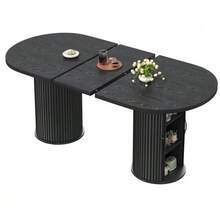 Extendable Dining Table, Versatile Kitchen Table With Metal Handles, Space-Saving For Small Spaces, Multifunctional Table, Hidden Storage, Dark Brown, 149.8-189.7 Cm - 黑色 - 查看 8