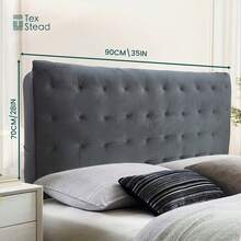 1PC Solid Color Bed Headboards Covers, High Elasticity Dustproof Protective Bed Headboard Slipcover, Skin-Friendly & Soft,For Single And Double Beds 1pc Thickened Linen Headboard Cover - Grey - View 15