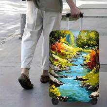 1PC Scenic Forest And Stream Print Luggage Cover. Fits Suitcases From 18 To 32 Inches; Effectively Protects Your Luggage - View 4