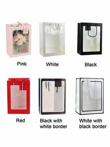 1pc Transparent Window Gift Bag, Transparent Bouquet Gift Bag, Suitable For Girlfriend, With Handle, Suitable For Birthday Party Gift, Small Transparent Gift Packaging Bag, Transparent Tote Bag, Reusable Shopping Bag With Handle - Multicolor - View 10