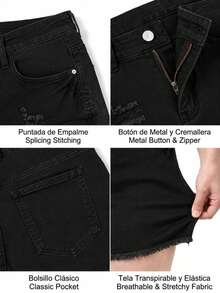 Women Denim Shorts - Deep Black - View 5