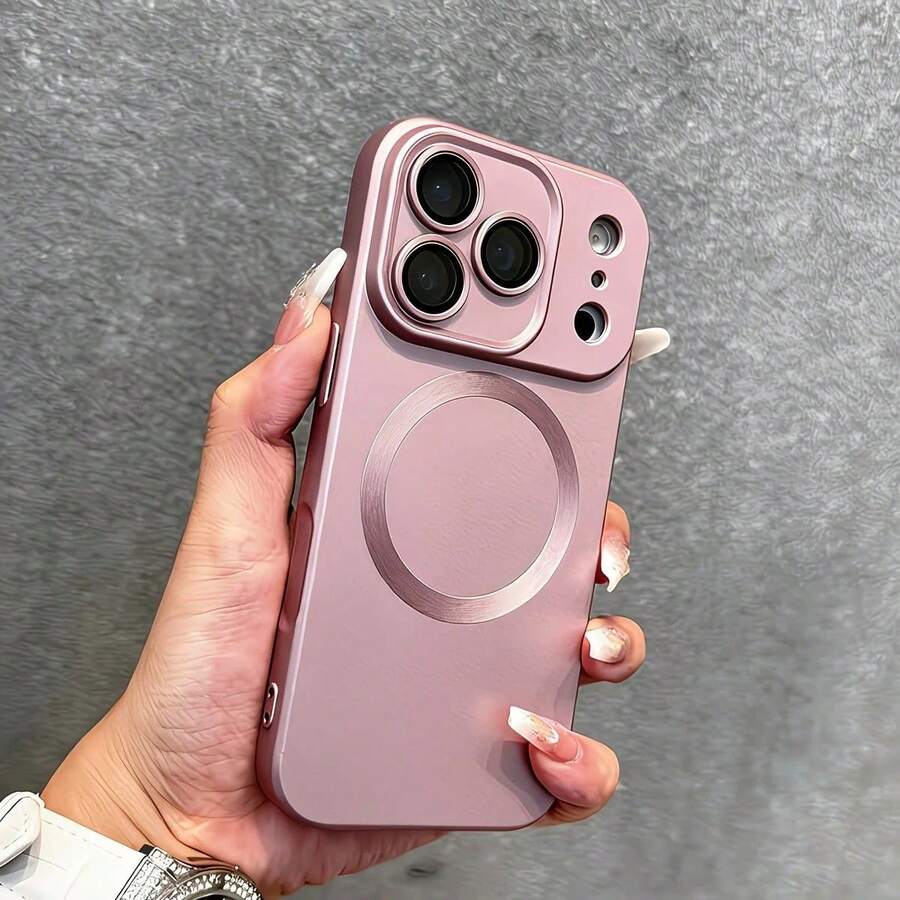 Casing Ponsel Lembut Matte Mewah Magnetik dengan Pengisian Daya Nirkabel, Kompatibel dengan iPhone 18 17 16 15 14 13 12 11 Pro Max Plus - Rose Gold - View 1